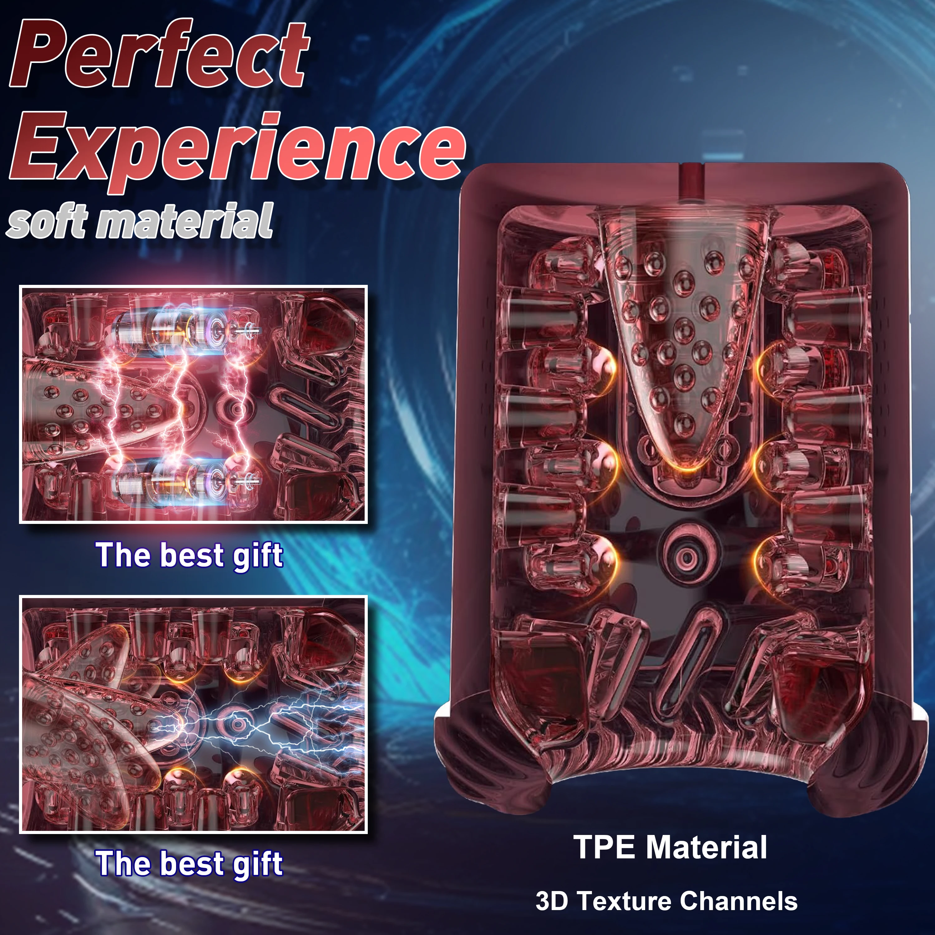 ألعاب الكبار 4 في 1 جهاز استمناء كهربائي للرجال يتميز بالاهتزاز والشفط واللعق وأوضاع الجة ألعاب جنسية #4