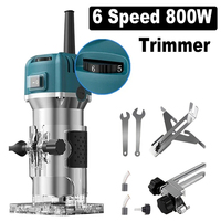 800W Electric Trimming Machine 6 Speed 30000rpm Woodworking Milling Engraving Hand Wood Edge Router Trimmer Home DIY Power Tools