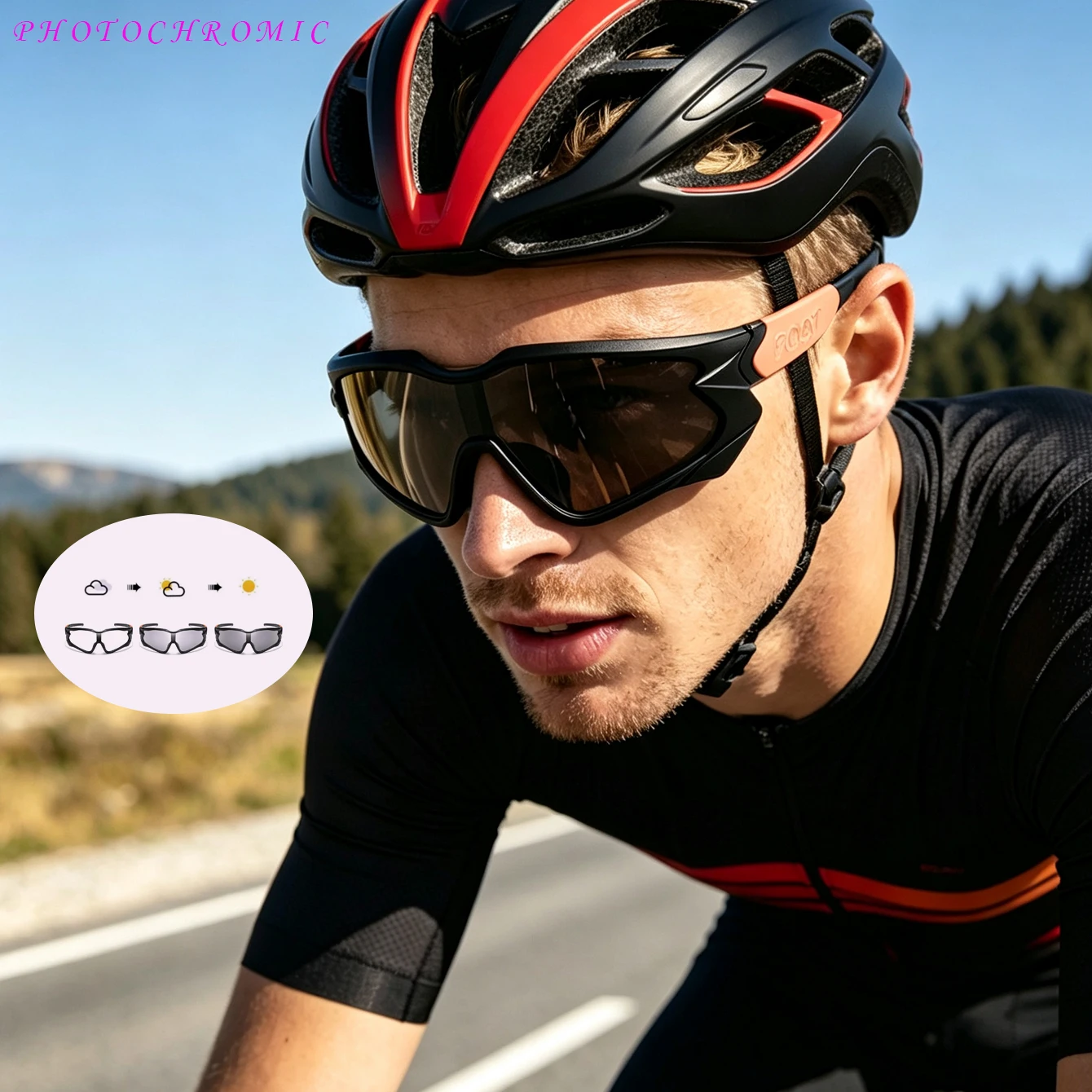 Men Women Photochromic Motorcycle Glasses Outdoor Sports Big Frame Windproof Cycling Running Hiking Goggles