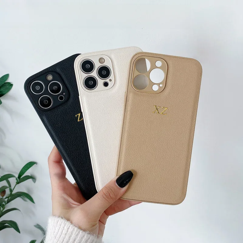 Personalizowane etui ze skóry PU w kolorze złotym lub srebrnym z inicjałami, miękkie, na iPhone 14, 15, 16, 17 Pro Max, 17 Air, 15, 16 Plus, luksusowe etui. — zdjęcie produktu 7