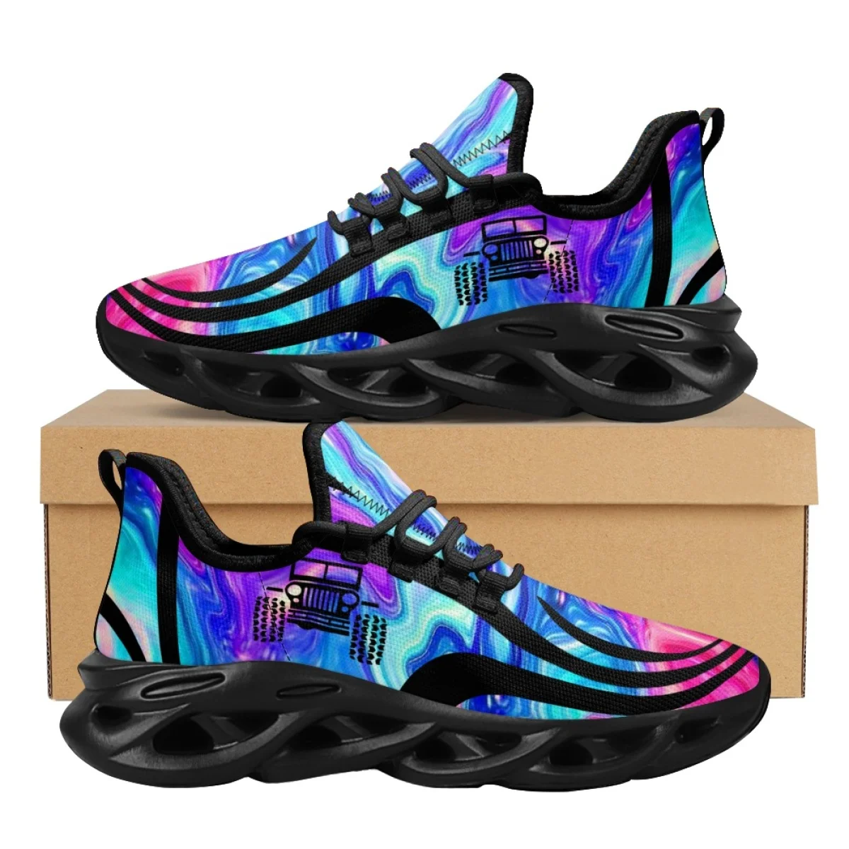 

Blue Purple Gradient Cute Car Pattern Sport Shoes for Woman Men Outdoor Breathable Sneakers Non-slip Casual Featwear New Fashion
