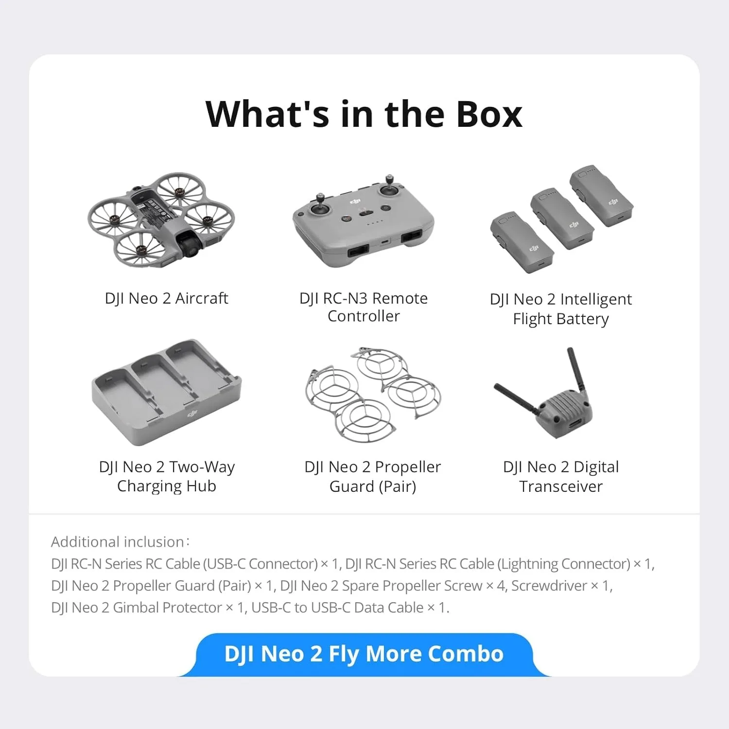 DJI Neo 2 Fly More Combo Drone with RC-N3 Controller, Advanced Imaging Camera, Stable Digital Transmission, 3 Batteries, Beginner Friendly