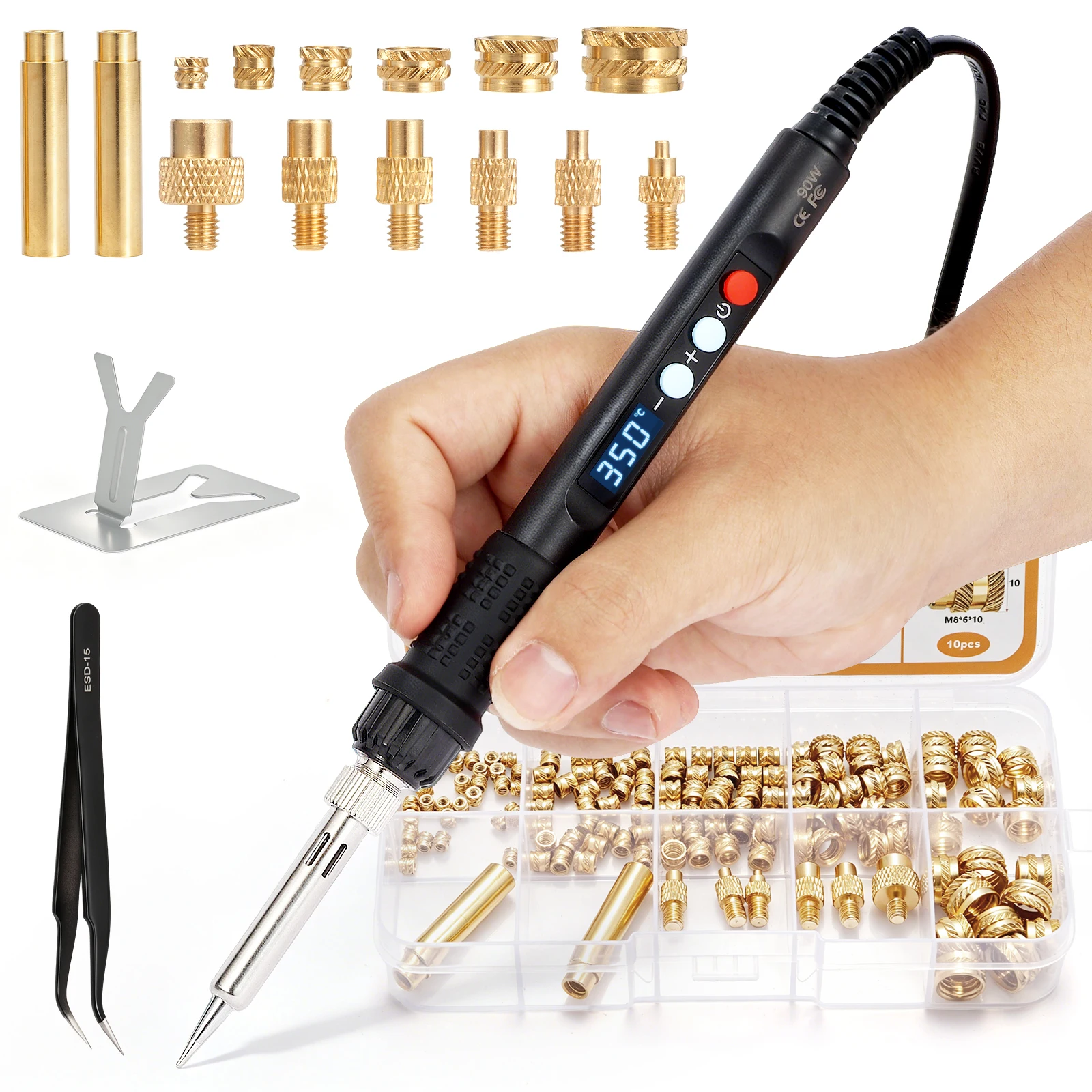 141 Pcs Heat Set Insert Soldering Iron Tip Tool Knurled Thread Insertion Hot Melt Nut Copper Nut for  3D Printing Plastic Parts