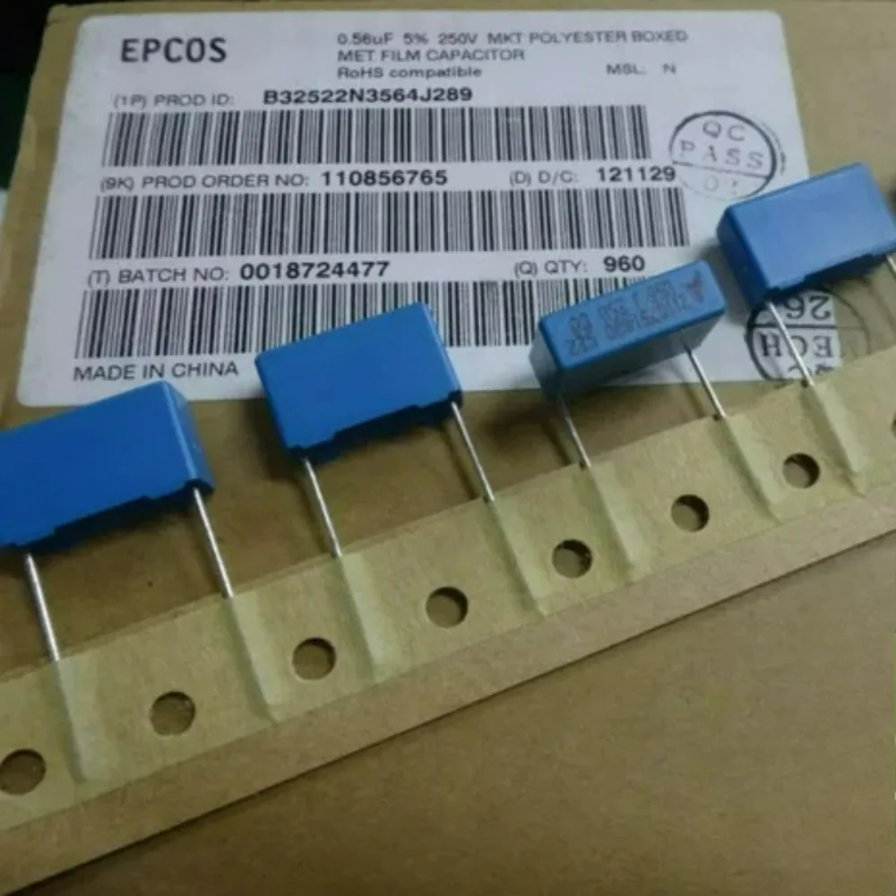 10pcs/lot EPCOS MKT 0.56uf 250V 560nf u56 564 J Brand New 15mm Film Capacitor B32522N3564J