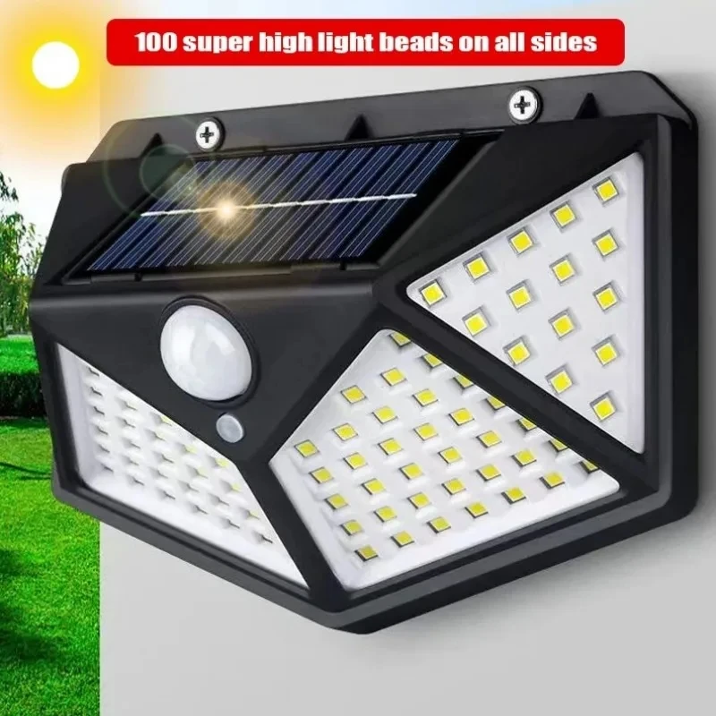 

100 LED Wall Lights Waterproof Outdoor Solar Lamp PIR Motion Sensor Solar Powered Sunlight Street Light for Garden Decoration