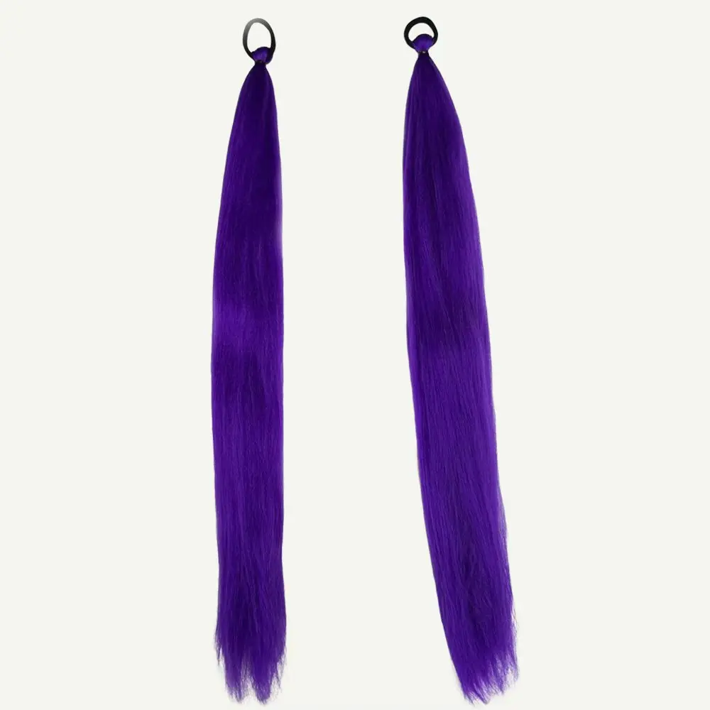 2PCS Synthetic Straight Kpop Rumi Demon Hunters Cosplay Wig Ponytail With Hair Braiding Ponytail Hair Halloween Accessories