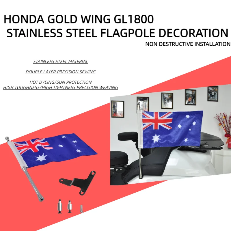 

PANICAL - Gold Wing GL1800 Tour Flagpole for Honda Motorcycle Flag Group 2021-2024 Australia Flag Flagpole motocross flagpole