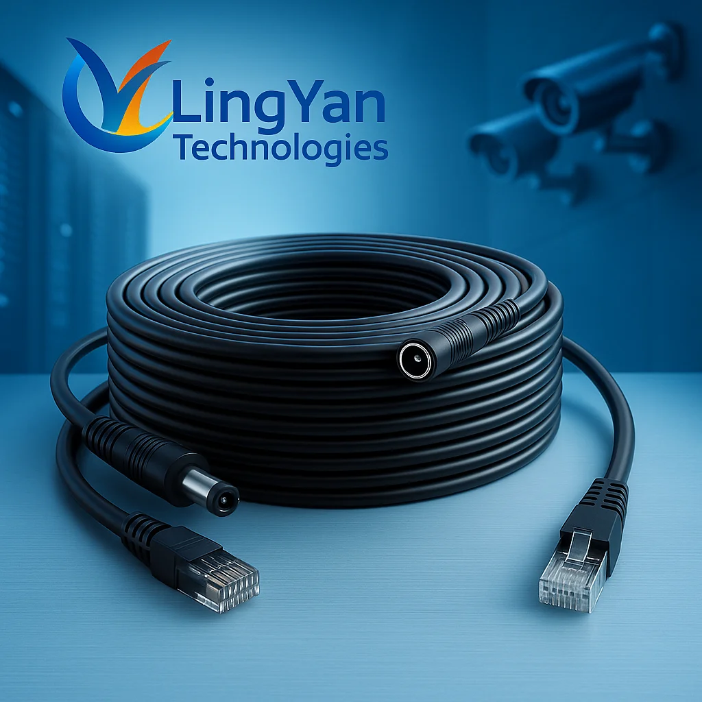 BNC Video + DC Power Extension Cable 5-50M | Outdoor 2-in-1 Coax Cable for CCTV DVR AHD TVI CVI Camera System