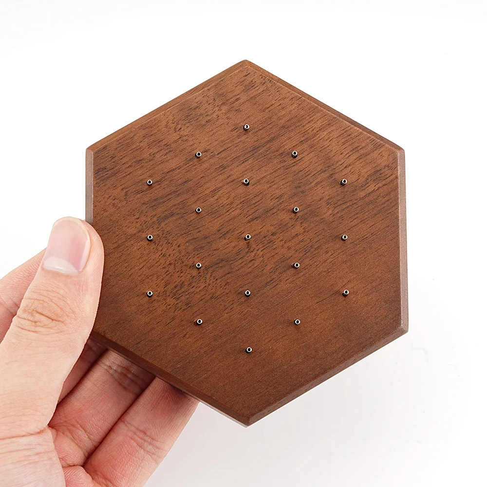 Hexagon Black Walnut Solid Wood Display Stand for 16G 14G Piercing Jewelry Modern Display Holder with 19 Holes