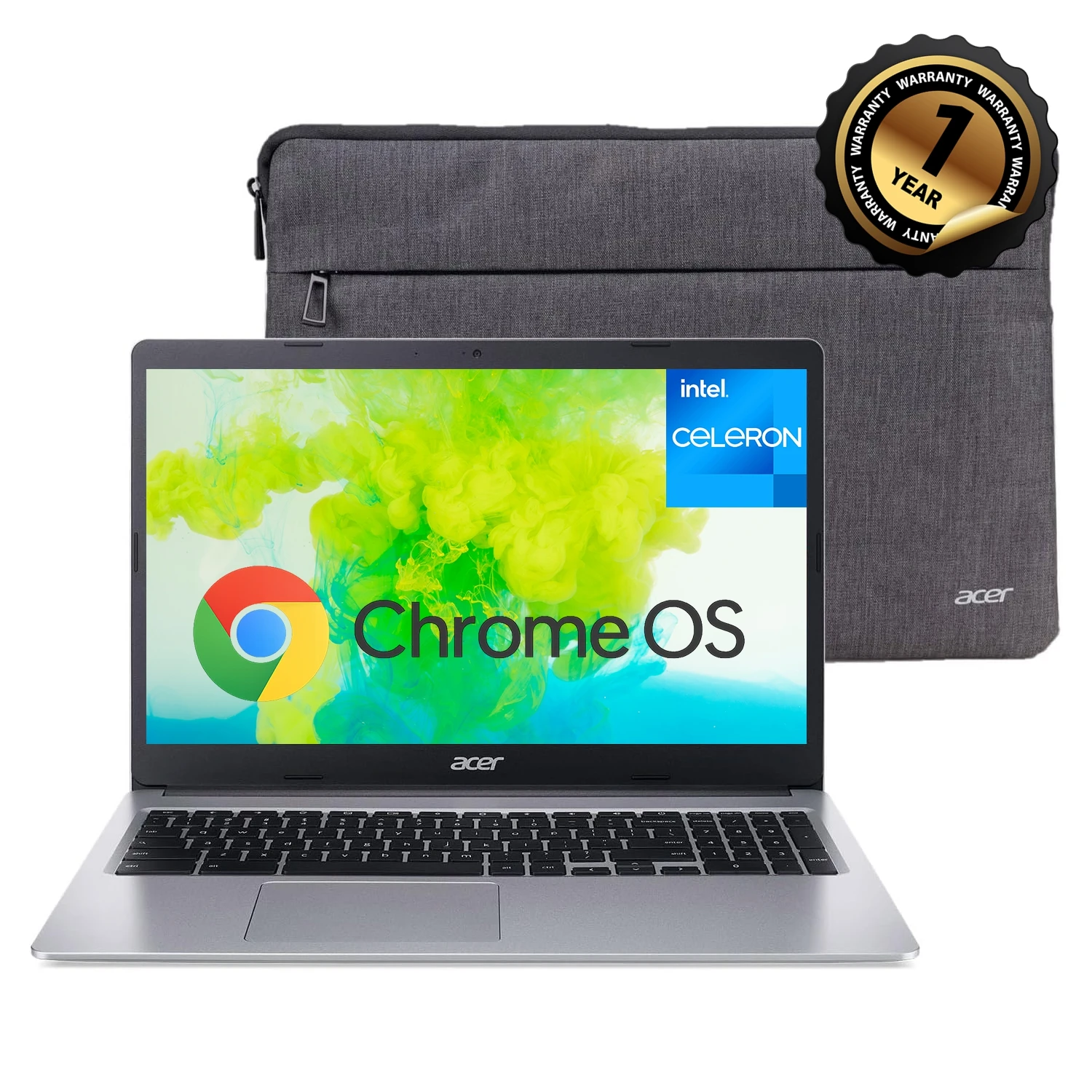 كمبيوتر محمول Acer Chromebook 315 مقاس 15.6 بوصة عالي الدقة للأعمال، Intel Celeron N4000، 4 جيجابايت DDR4 RAM، 32 جيجابايت eMMC، WIFI، Chrome OS، مع حافظة واقية