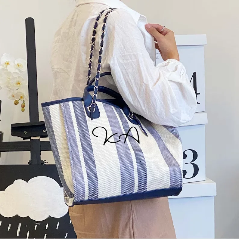 Personalizzazione borsa in tela con monogramma, borsa a catena, borse a tracolla personalizzate per donna, borsa personalizzata da donna, regali per lei