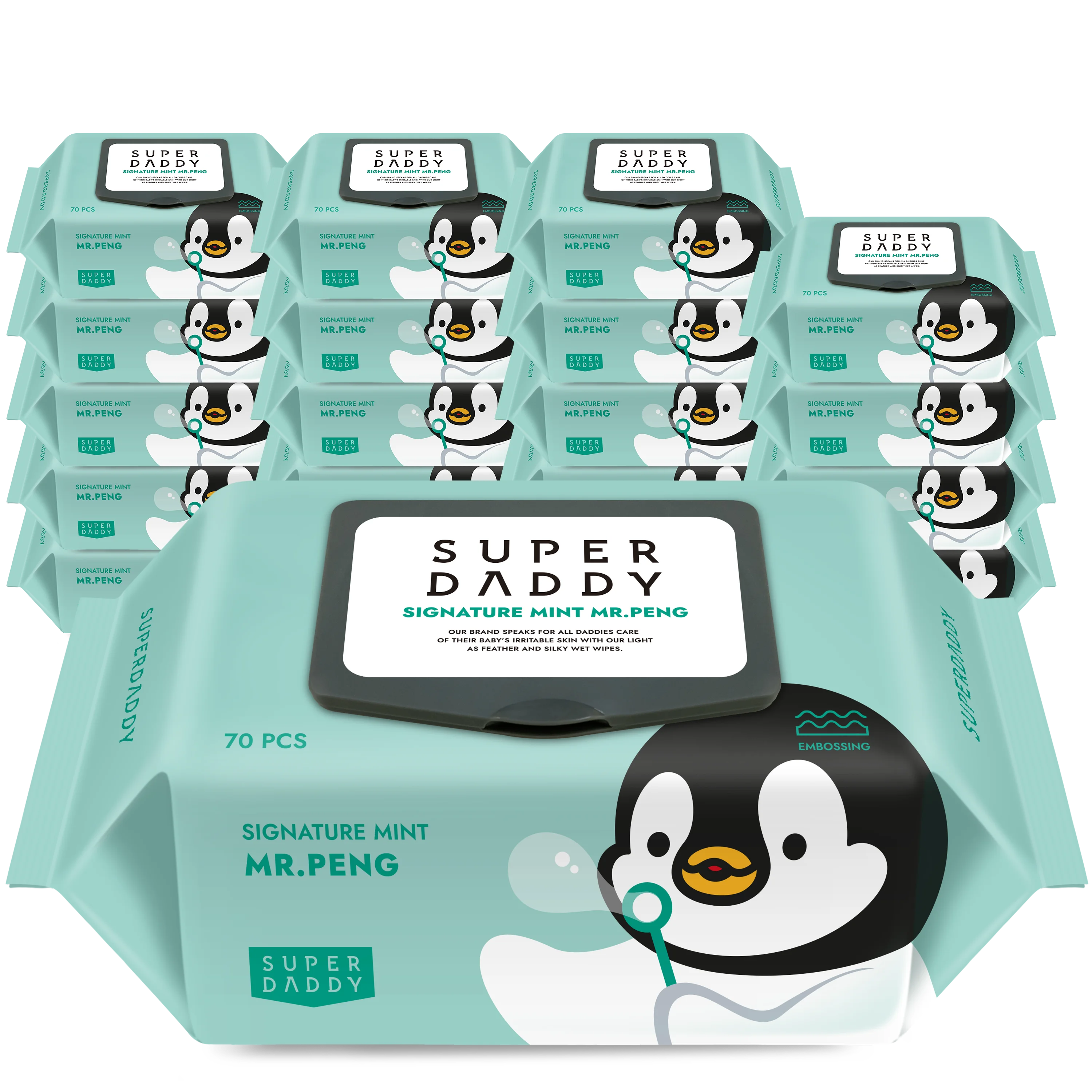 # سوبر دادي مستر بنغ مينت بيبي مناديل مبللة نوع الغطاء 70 ورقة 20 عبوة (70 جرام) #2