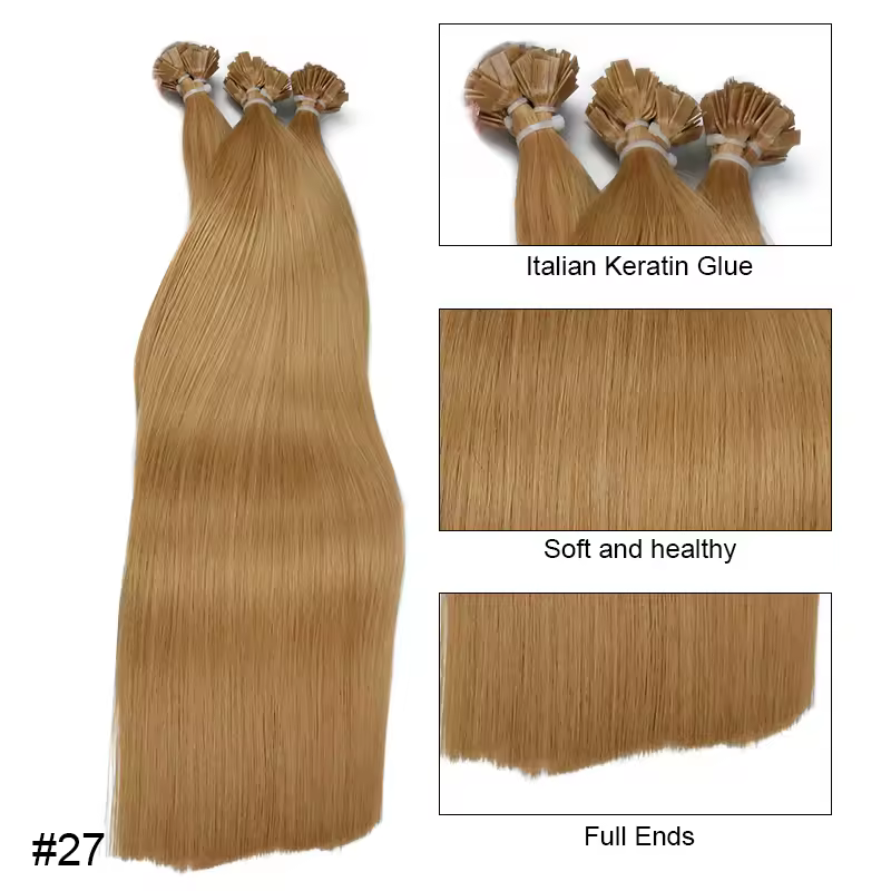 Straight Human Hair Extension By Fusion Flat Tip Keratin Capsules 0.8g/ 1g/Strand 50pcs Natural Hair Extension Ombre Blond Color - Image 18