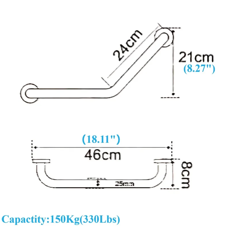 1Piece Brass Bath 135 Degrees Angled Shower Safety Grab Bar Handicapped Elderly Towel Hanging Rose Gold Antique Anti-slip Rail