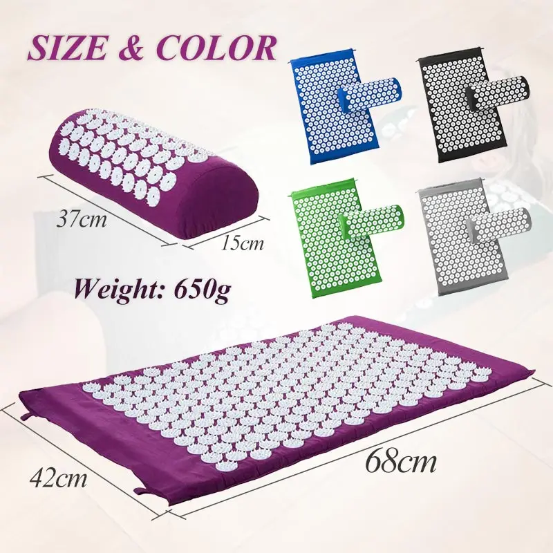 Acupressure Applicator Mat for Back Pain Relief, Needle Pad, Eco Pranamat Pillow Set, Gift Bag, Massager Mats