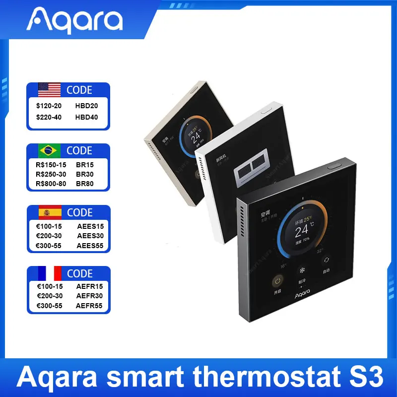 Aqara Smart Thermostat S3 Touch Screen 3.95 Panel Voice / Remote Control Support Sensing Temperature Humidity For Homekit APP