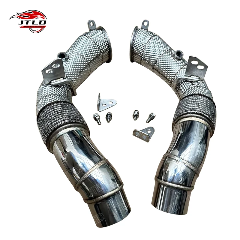 

Stainless Steel Catless Exhaust Downpipe with Heat Shield for BMW F10 M5 F06 M6