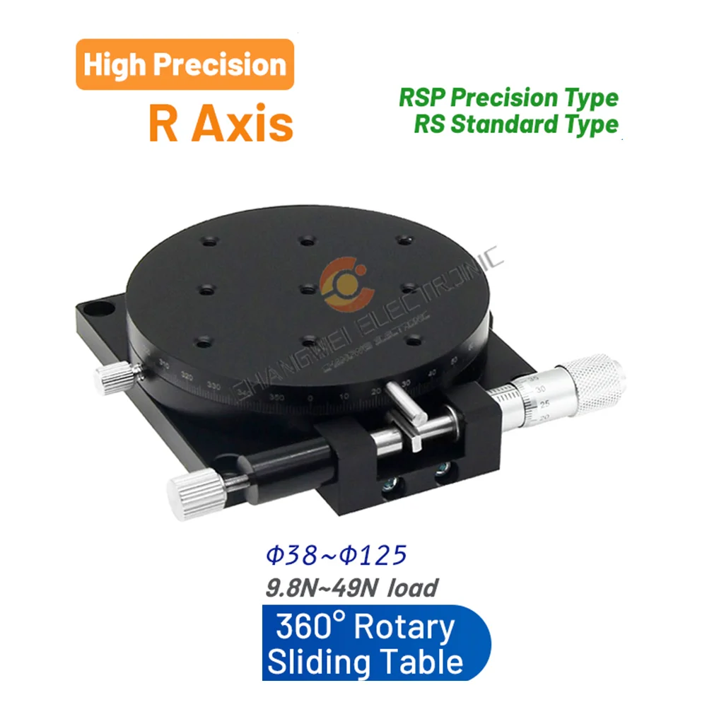 R Axis 60mm Manual 360 Degree Heavy Load Rotary Sliding Table Micrometer Precision Adjust Angle Platform Optical RSP60-L