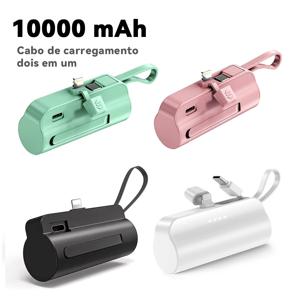 Power Bank Mini Sem Fio 2 em 1 10000mAh Carregador Portátil USB C Recarregável Rápido para