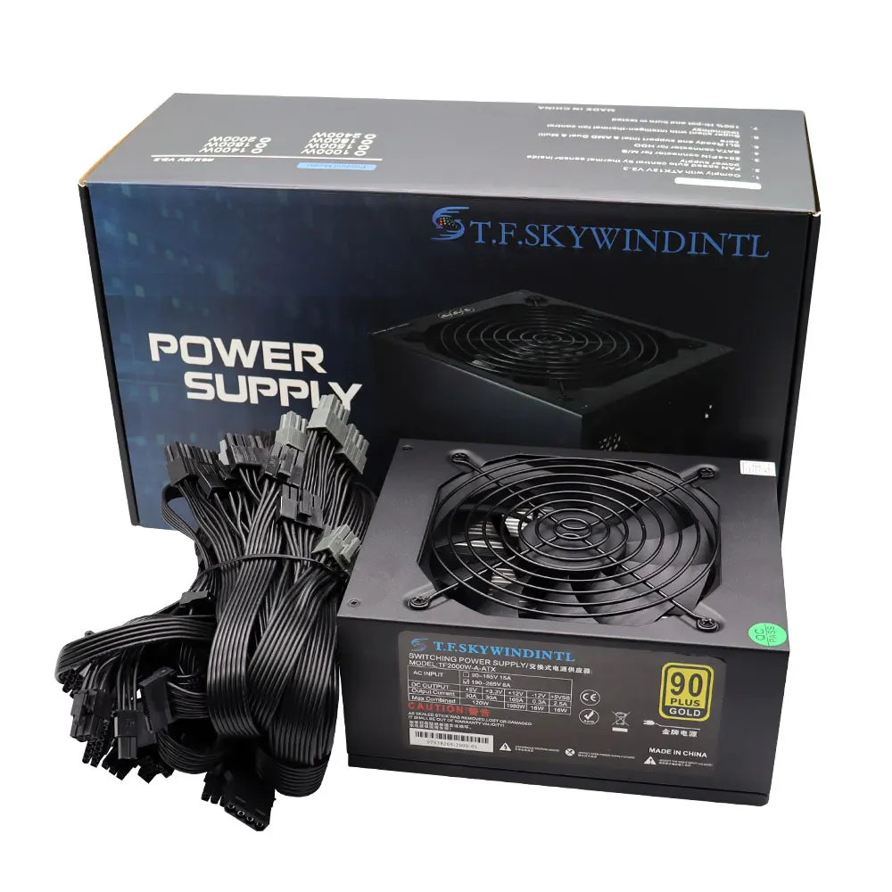 T f skywindintl 2000W Active ATX alimentatori per PC modulari completi PSU MINE Power Suppli GPU Mining Mining Power Source 110V 220V