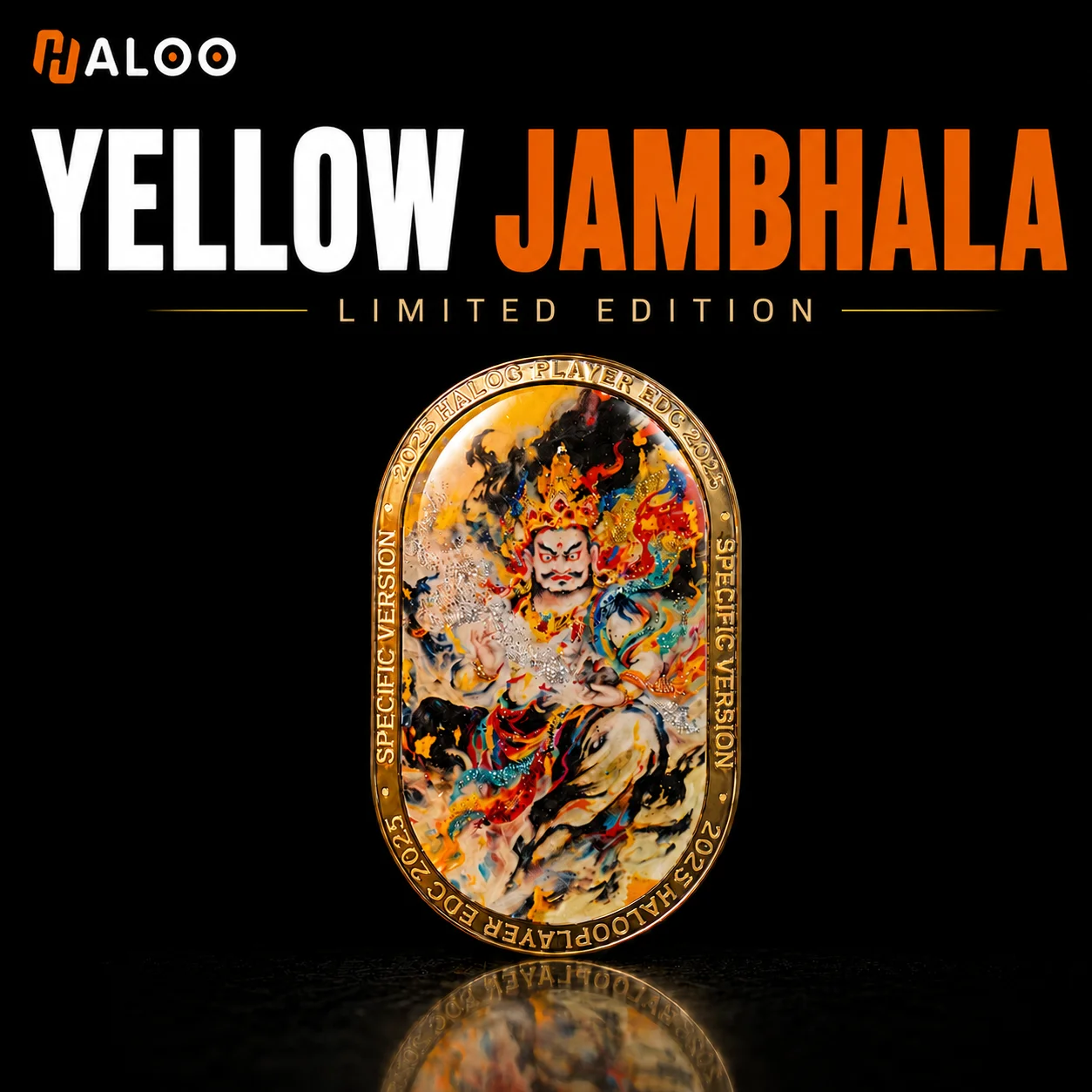 

HALOOPLAYER EDC custom DIY YELOOW JAMBHALA Metal Stainless Steel Finger Spin Premium Toy Push Spin Mechanical Fidget S
