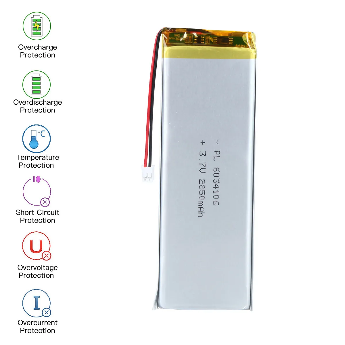 3.7V 2850MAh Sạc 6034106 Pin Lipo Chiều Dài 108Mm