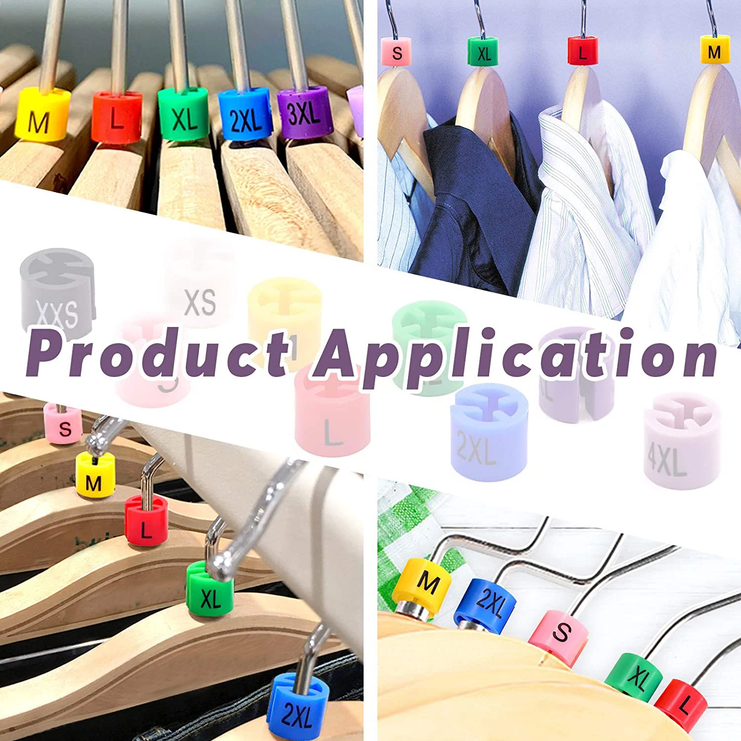 100PCS Colors Clothes Hanger Markers Blank Tags Plastic Garment Hanger Size Markers Assortment Kit Fit 9.5mm Rod for Clothing