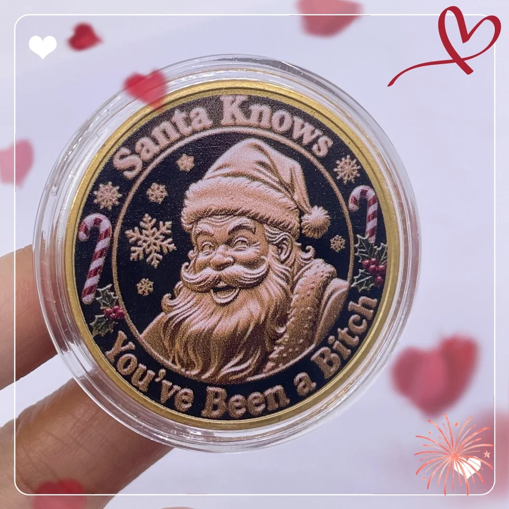 14 Designs Merry Christmas Gold Commemorative Coins Santa Claus Snowman Metal Souvenir Coins Christmas Gifts For Kids & Adult