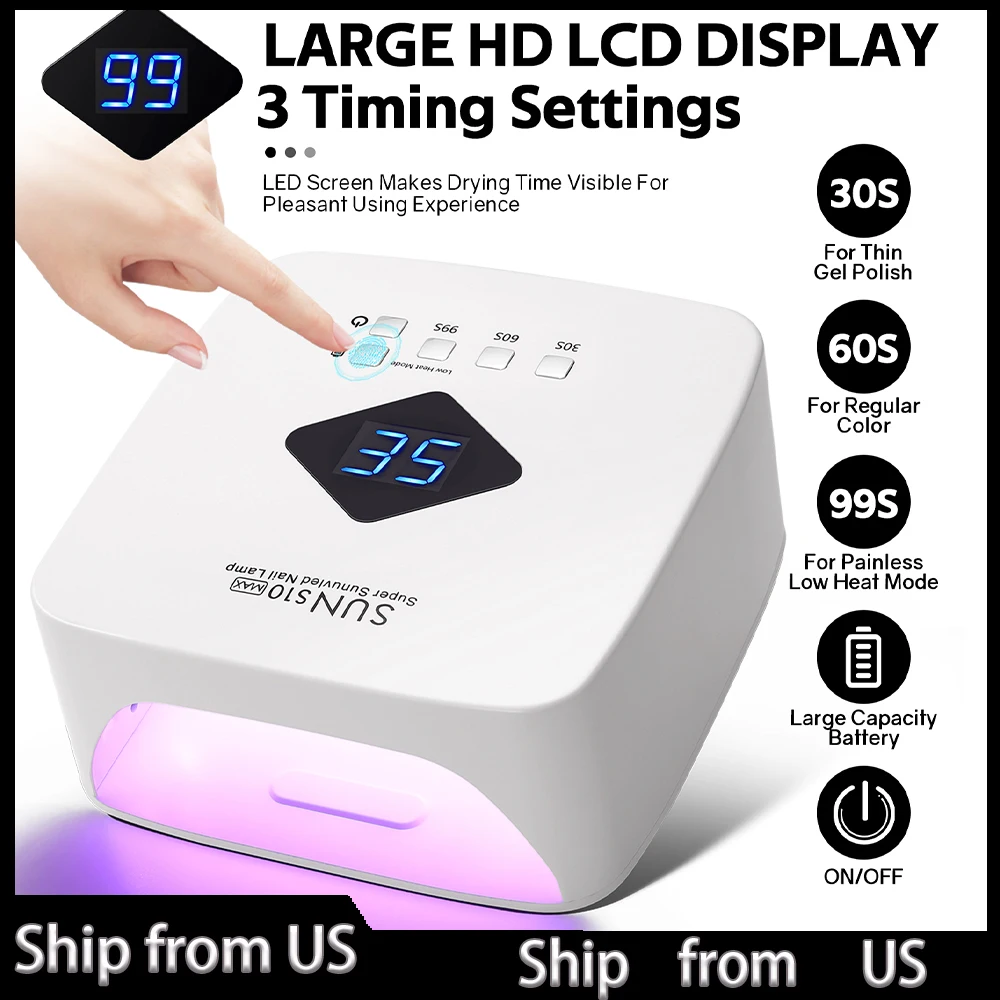 Asciugatrice per lampada per unghie a LED UV ricaricabile con Display HD lampada intelligente per l'asciugatura delle unghie per una polimerizzazione rapida e asciutta tutti gli strumenti per Manicure con smalto per unghie in Gel