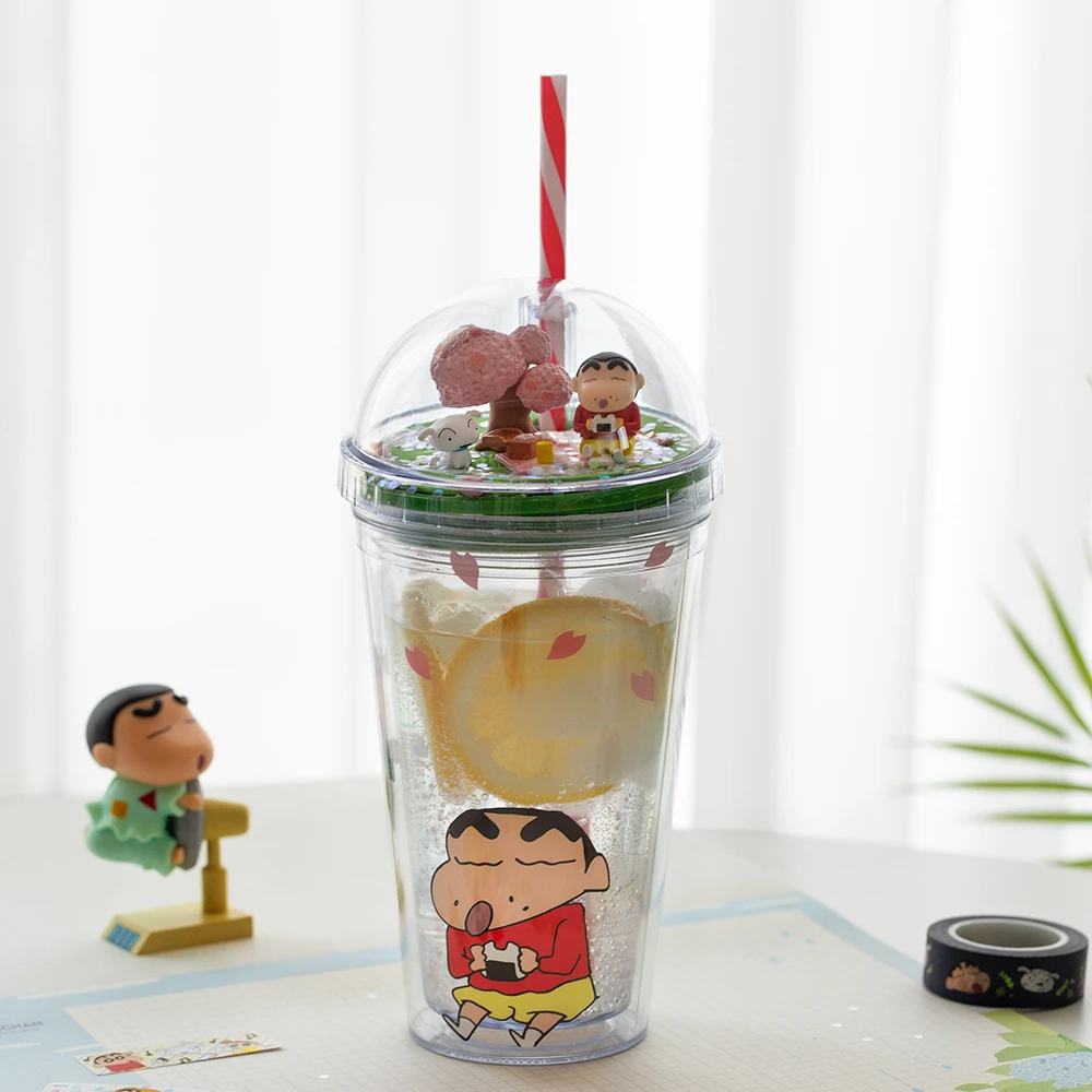 (LETO) crayon shin chan Crayon Crayon Tumbler Character Pretty straw ice tumbler water bottle bottle water bottle user Cup (cherry blossom)