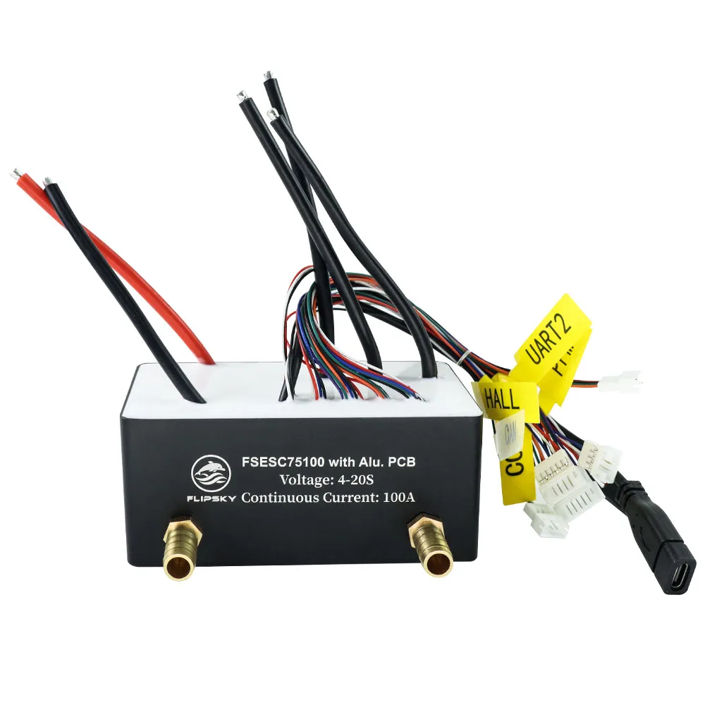 

Brushless ESC Flipsky 75100 with Water Cooling Enclosure 84V Waterproof Speed Controller Based on VESC for Sup Board Surfboard