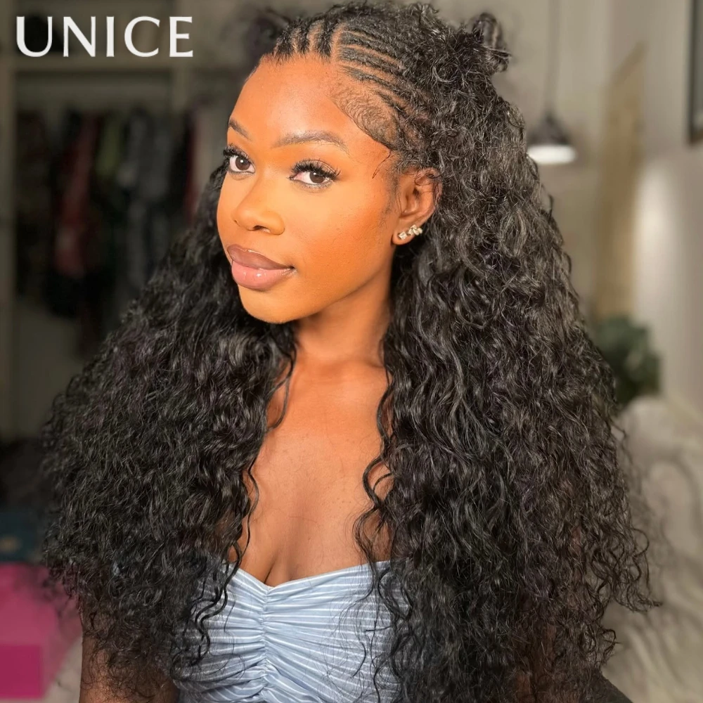 

UNICE Hair Water Wave Half Wig With Drawstring 3 in 1 Flip Over Human Hair Wig Glueless