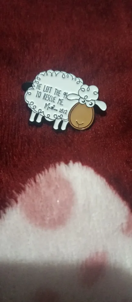He Left The 99 to Rescue Me Jesus Enamel Pins Cartoon Cute Sheep Brooches Backpack Lapel Badges Funny Jewelry Gifts for Friends photo review