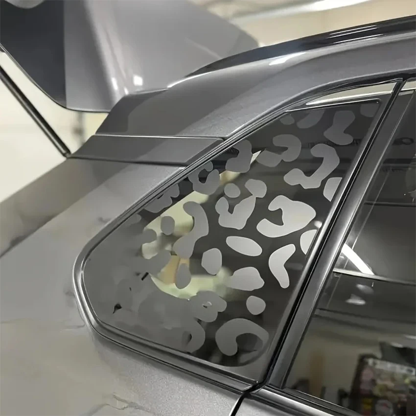 Matte Black Cartoon Leopard Print Vinyl Car Stickers - Matte Effect, Self-Adhesive Suitable for Automotive Vinyl Stickers