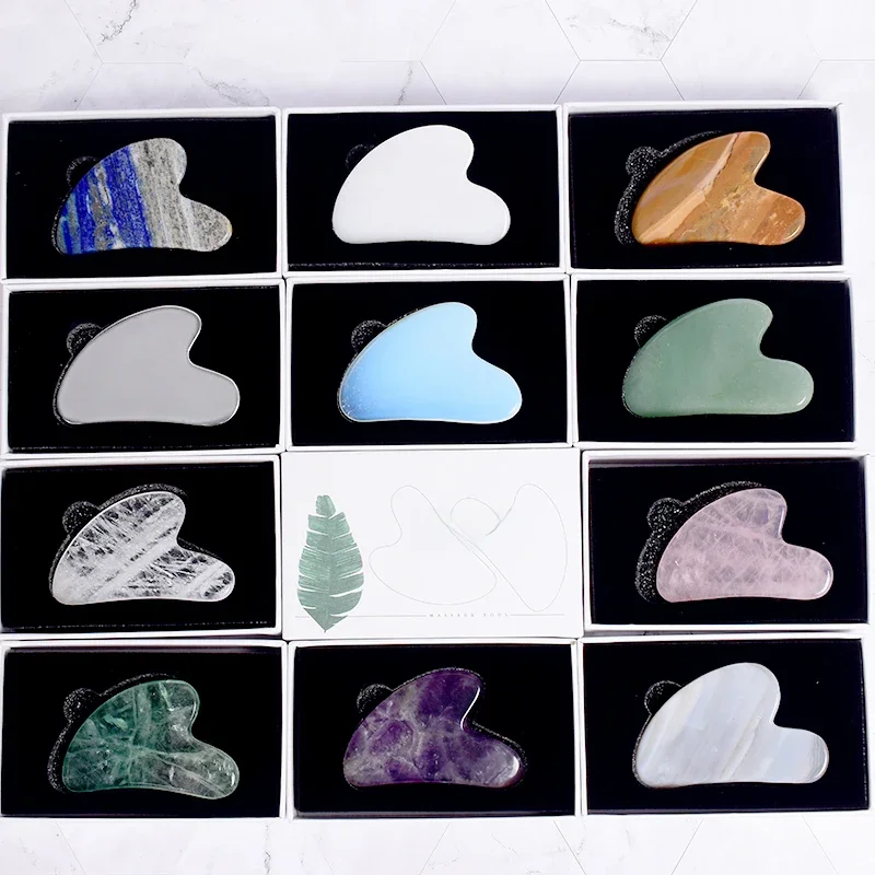 Gros Jade Guasha outil soin visage masseur pierre naturelle cristal Massage beauté corps traditionnel SPA guérison santé outils