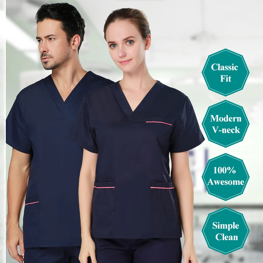 Durable Medical Scrubs Nurse Uniform Doctor Hospital Workwear Surgical Scrub Set Poplin Sanitary Clinical Aesthetic Suit 102