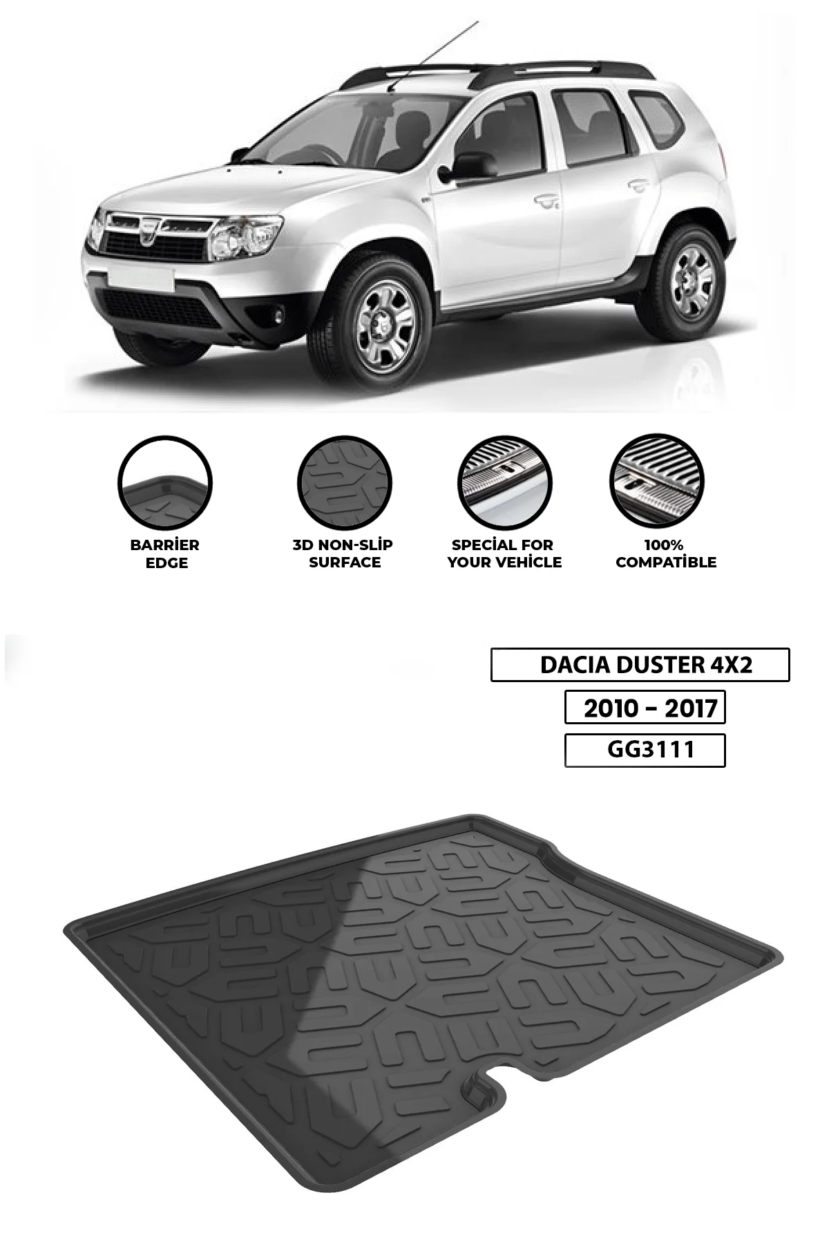 

For DACIA-DUSTER-4X2-2010-2017 luggage compartment Diffuser Extension Rear Bumper Attachment Luggage compartment