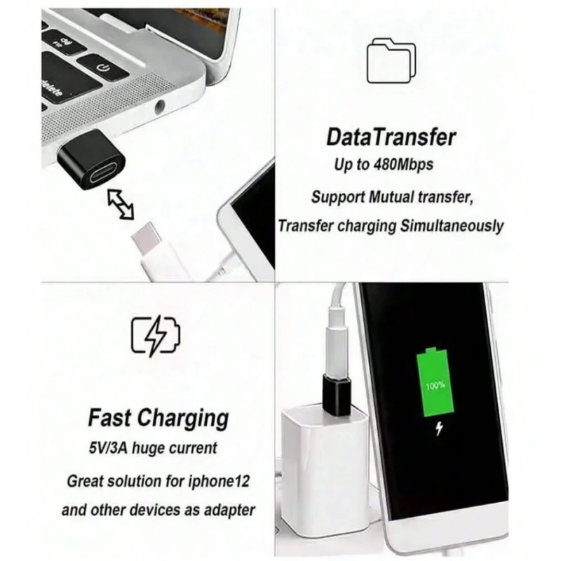 USB To Type-C Adapter, Suitable For Charging &Data Transfer Between Phones, Computers, Cameras With USB To Type-C Interface