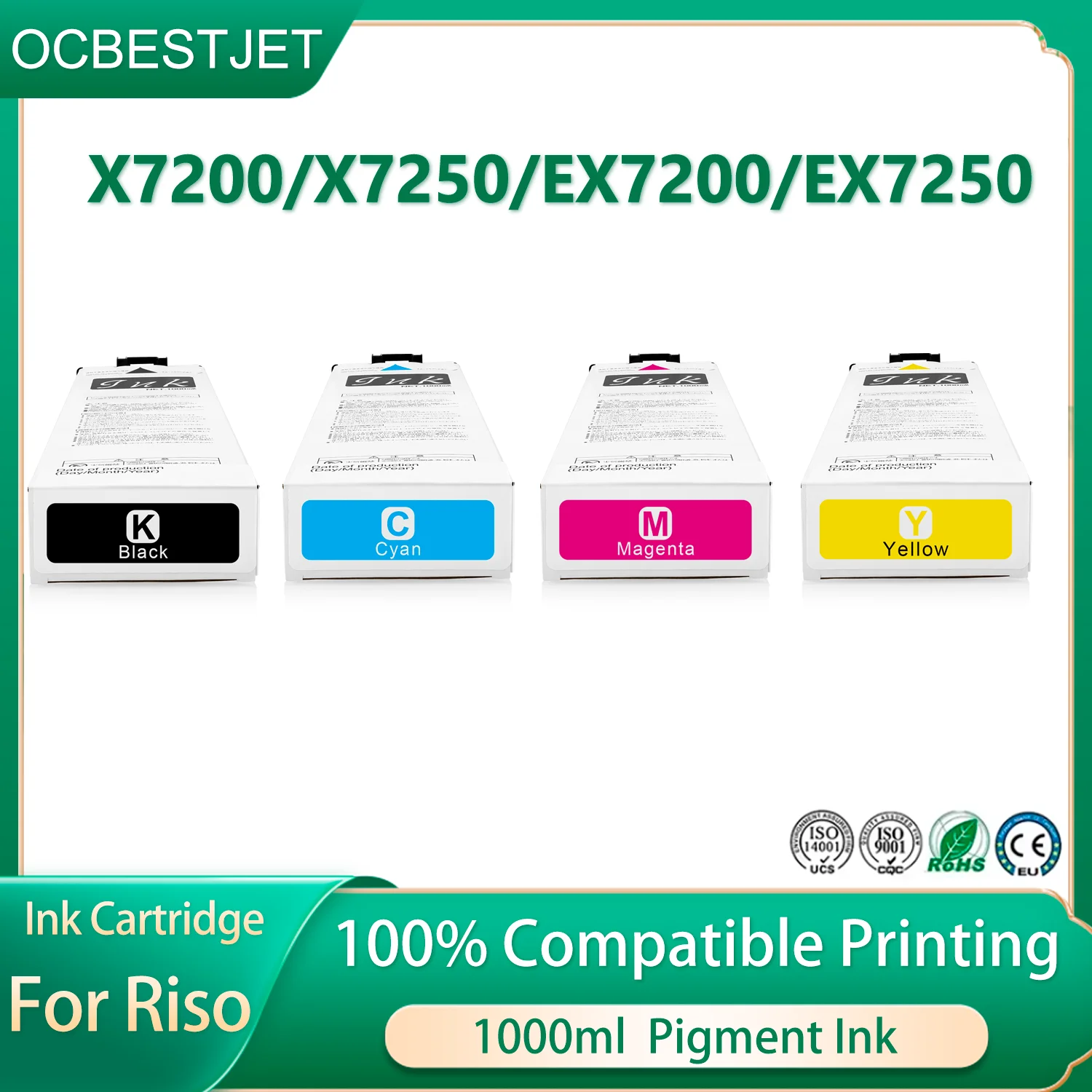 1000ml Ink Bag For Riso Comcolor X7200 X7250 EX7200 EX7250 X7250A Printer Compatible Ink Cartridge