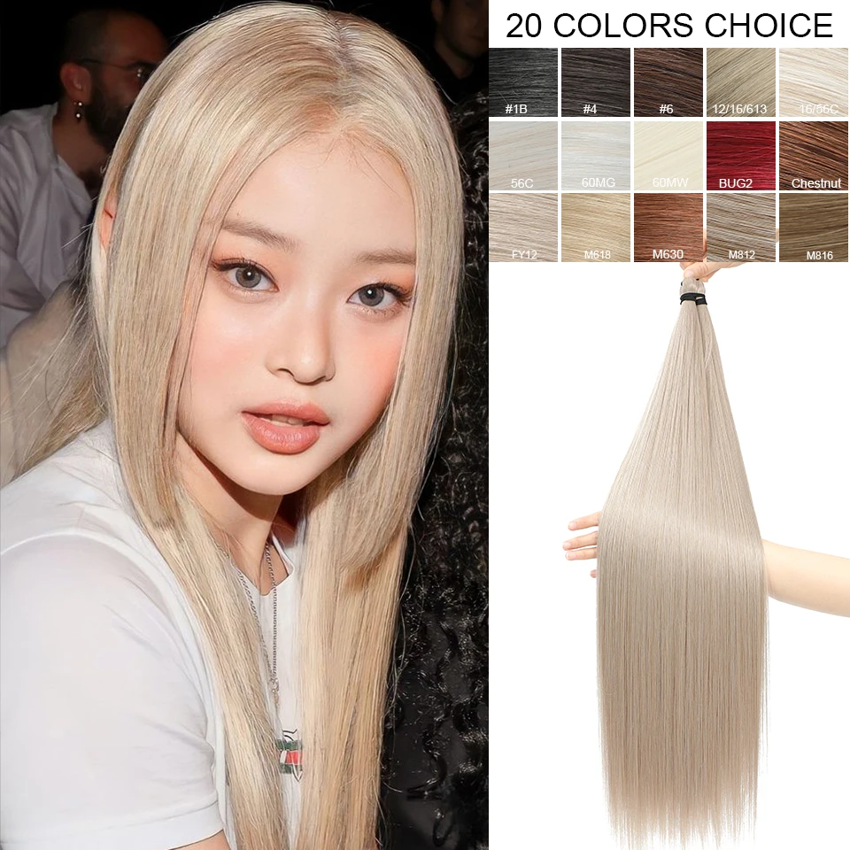 

28” Ombre Blonde Twist Crochet Braiding Hair Extensions High Temperature Straight Hair Bundle Synthetic Pony Tail Hair For Women