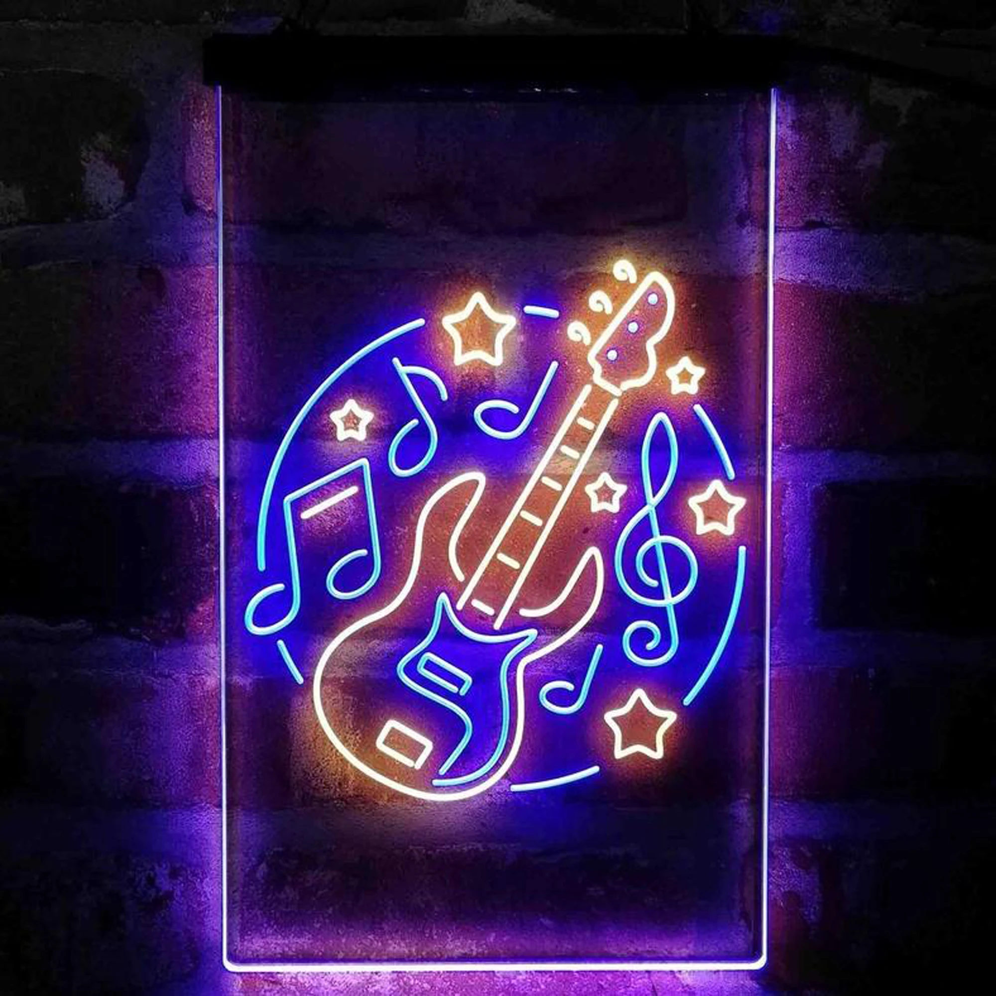 

Custom Dual Color LED Neon Light Electronic Guitar Band Logos Musical Instruments Neon Sign Guitar Wall Decor Hanging Light