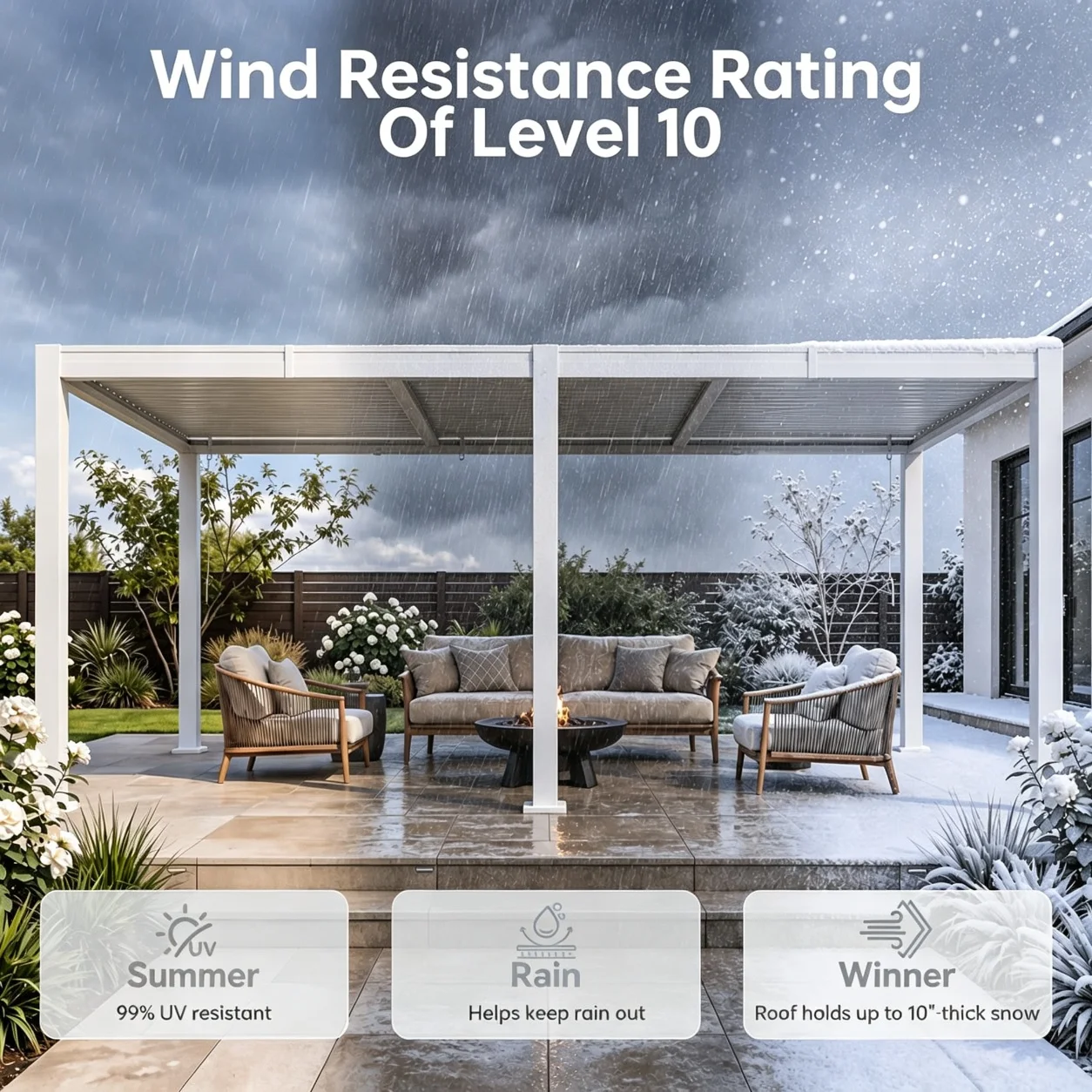 Nordivale 10x20Ft Galvanized Steel Gazebo with Adjustable Louvered Roof Bioclimatic Pavilion with Integrated Drainage System Waterproof Outdoor Canopy for Patio Deck Backyard Garden White/Black