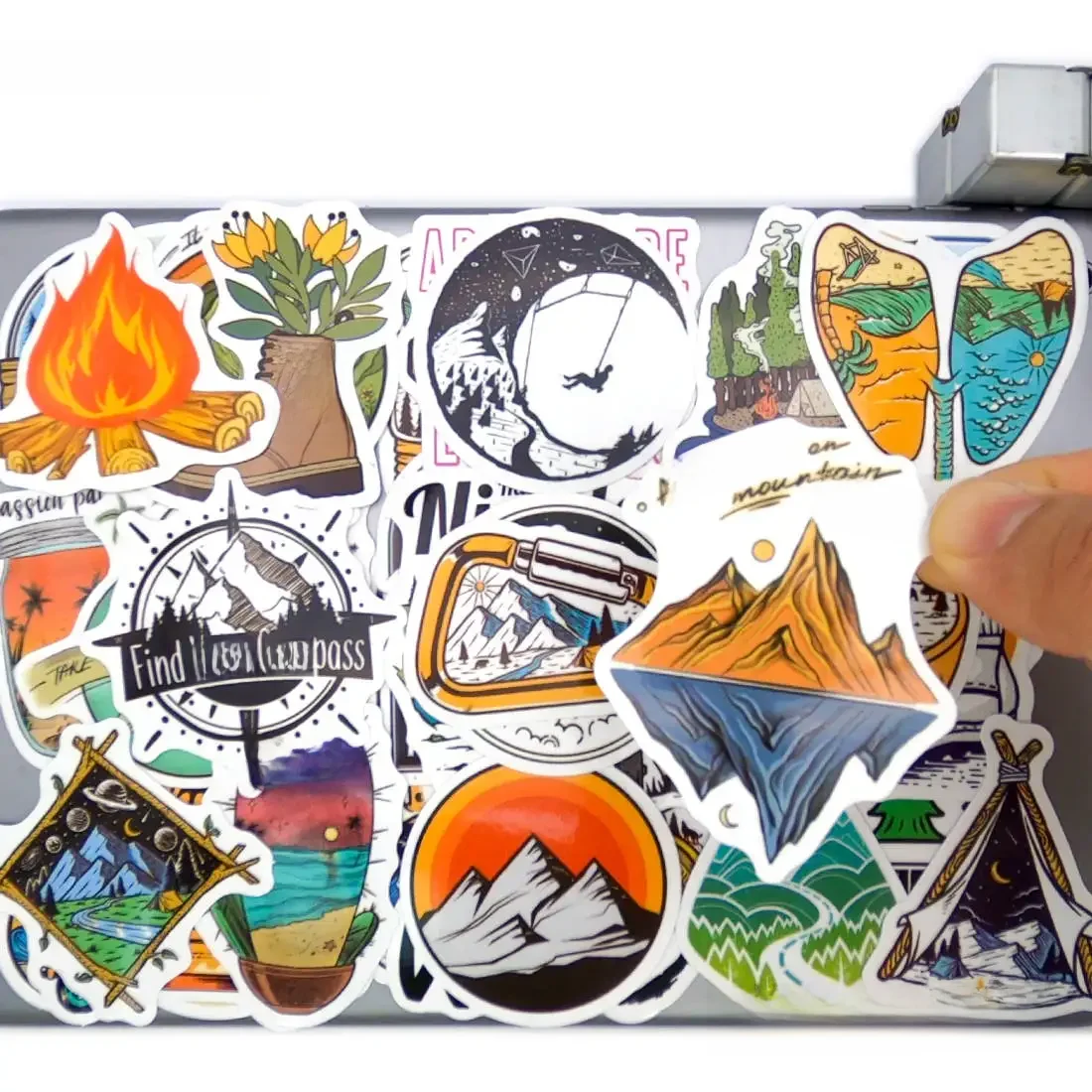 AliExpress HOTEMPO 20/30/50Pieces Camping Style Decals Climbing Hiking Outdoor Explore Travel Stickers for Scrapbook Car Bike Phone Laptop Sticker