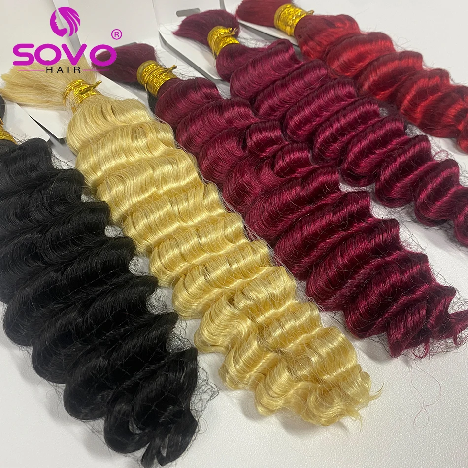 14-28 inches Deep Wave Bulk Human Hair For Braiding No Weft Micro Braiding Hair Braids Extensions Human Hair  Natural Black