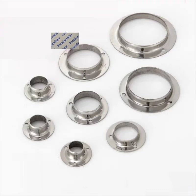 4Pcs 304 Stainless Steel Outdoor Flange Holder Bracket Closet Rod Wall Floor 19mm 22mm 25mm 32mm 38mm 51mm 63mm 76mm Tube