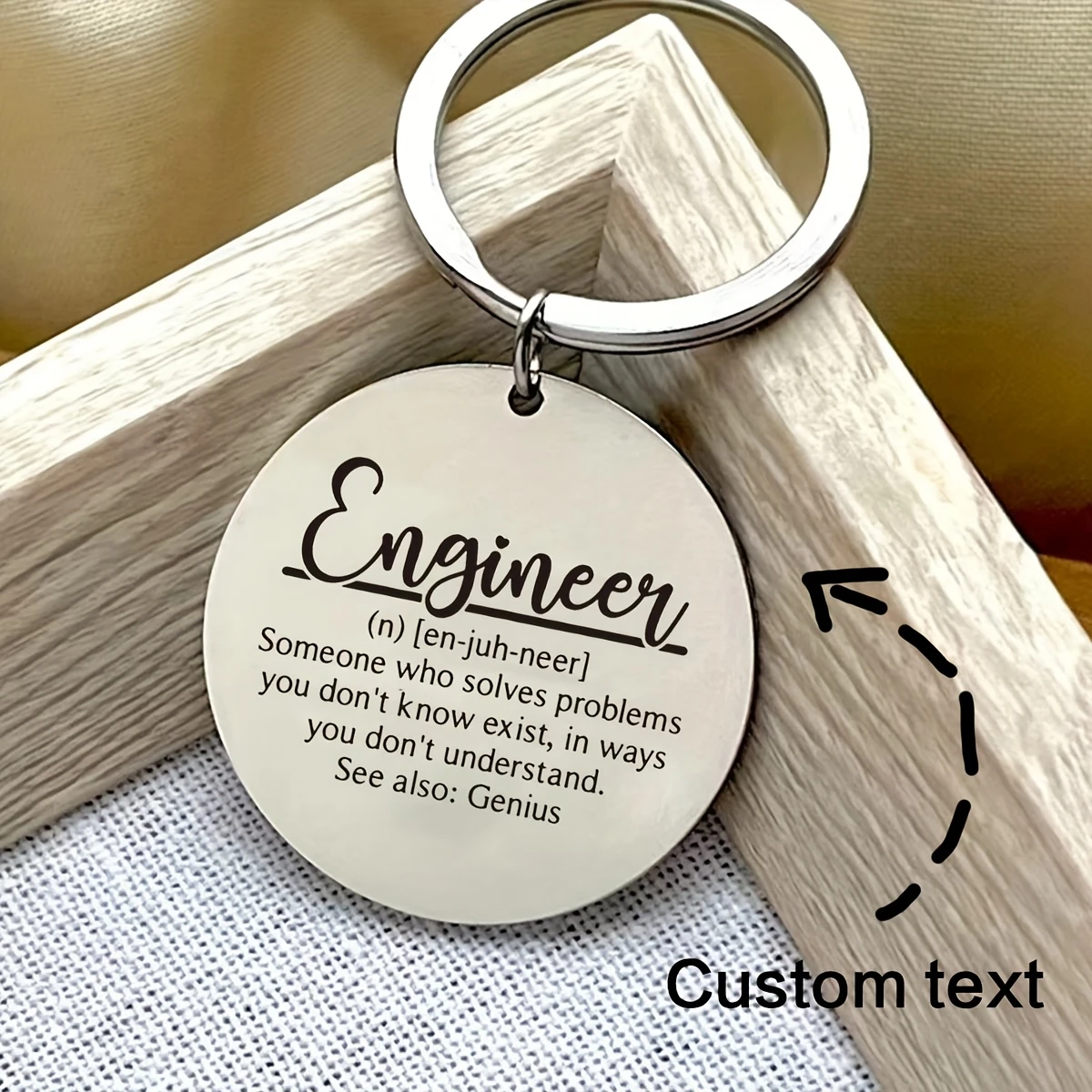 Personalized Round Engineer Quote Keychain, Keepsake Gift