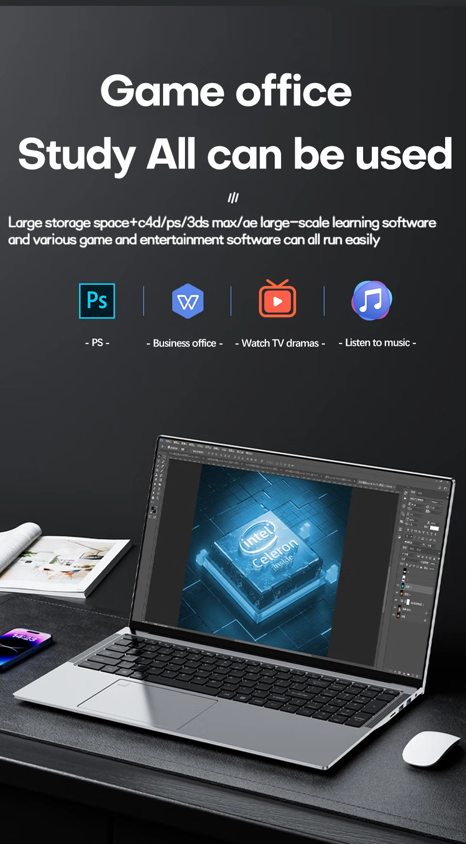 Xiaman 17.3" Ultar Slim Business Laptop Computer intel Pentium 6500Y Windows 11 Pro Notebook PC Laptops with Backlit Keyboard