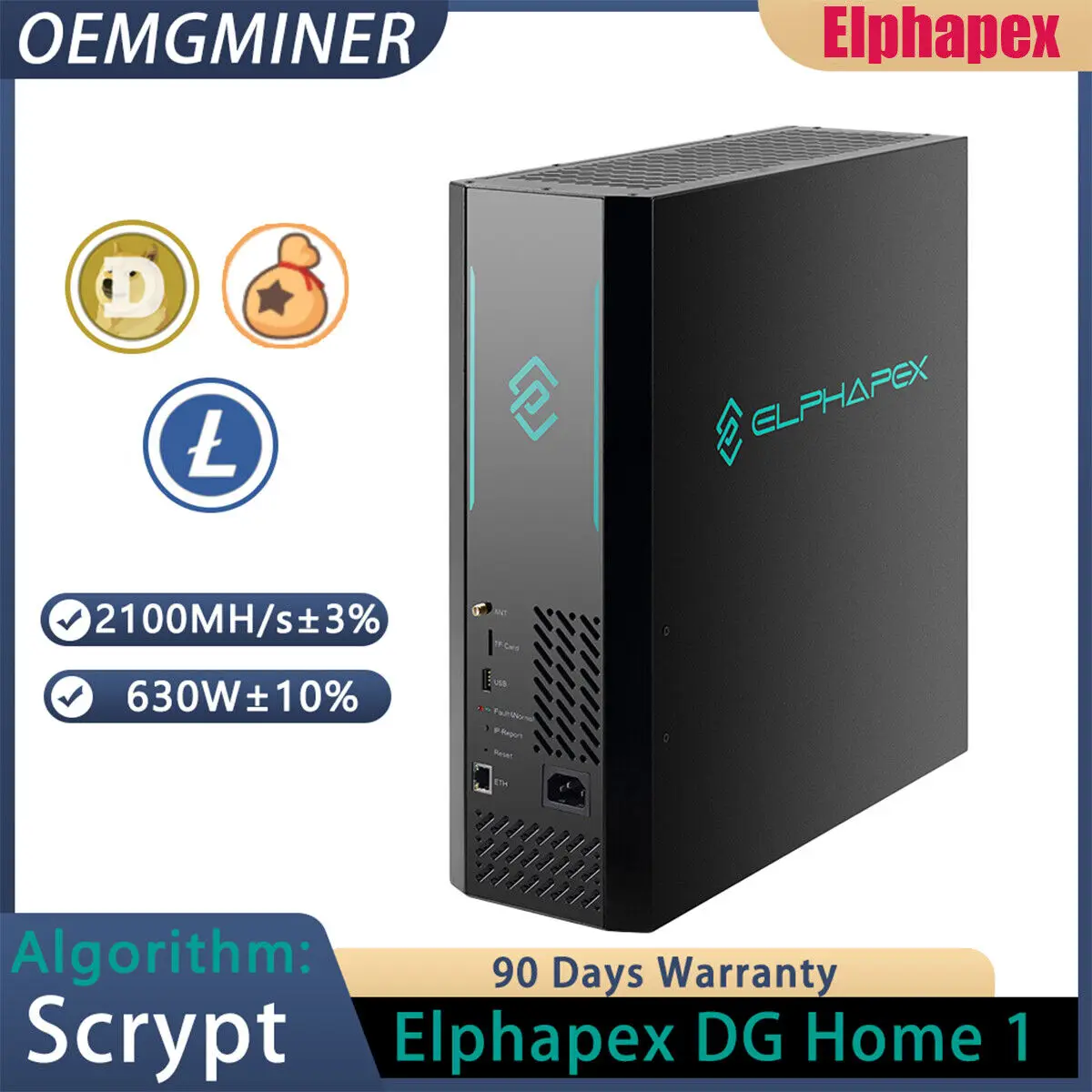 JE BUY 6 GET 3 FREE  New ElphaPex DG Home 1 2100MH/s 630W LTC/Doge coin Miner - Home Miner