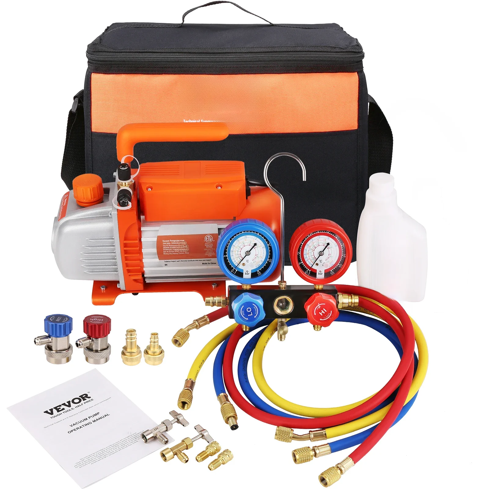 Vevor 1/5hp 3,5 cfm ac vakuumpumpe einstufige drehs chaufel hvac luft vakuumpumpe kältemittel kit