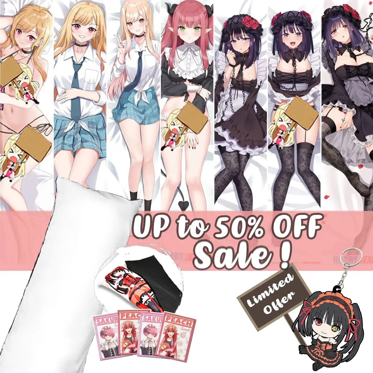 

Hobby Express Anime Dakimakura Japanese Otaku Waifu Life Size Doublesided Print Hugging Body Pillow Cover Case Cosplay Waifu